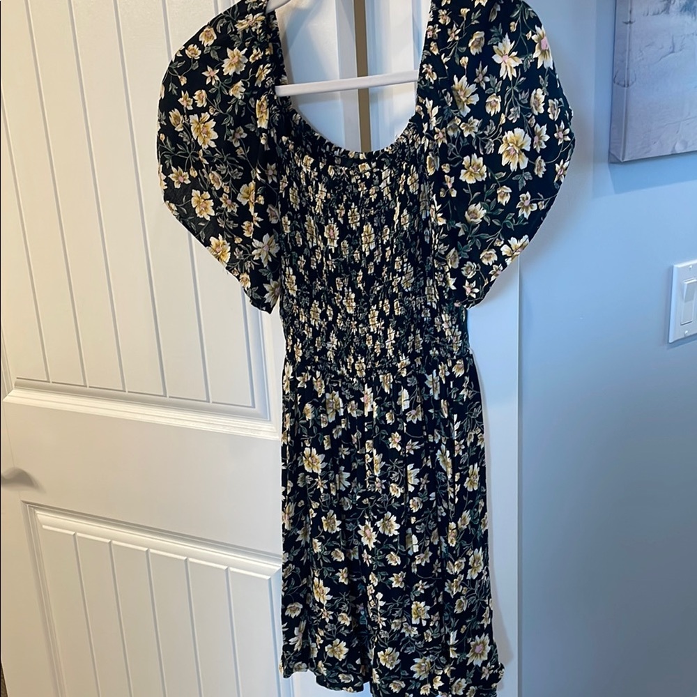 Angie Floral Mini Dress - Black and White